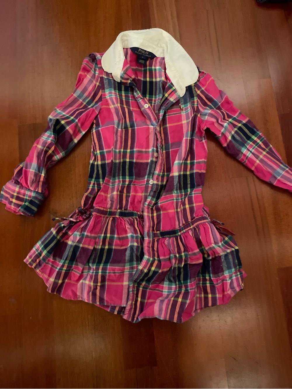 Polo by Ralph Lauren Pink Plaid Button-Down Dress with White Collar